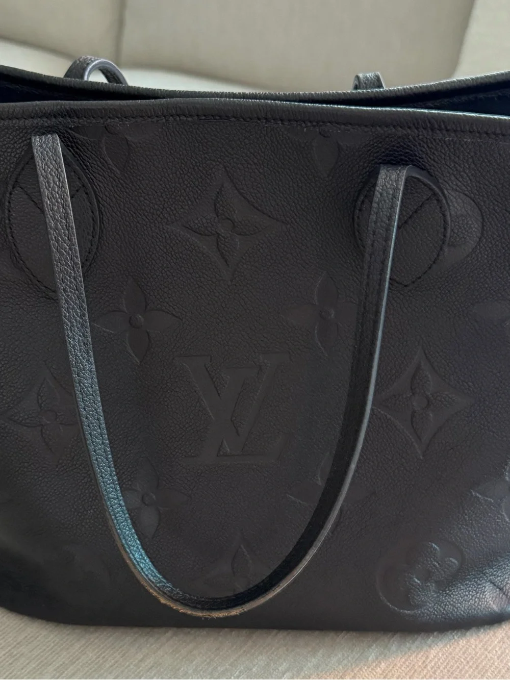 Louis Vuitton Black Embossed Monogram Leather  Neverfull